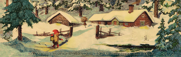 My Tomten poster for sale, which
          dates to the 1920s. An authentic bit of Sweden for your
          Christmas decorating!